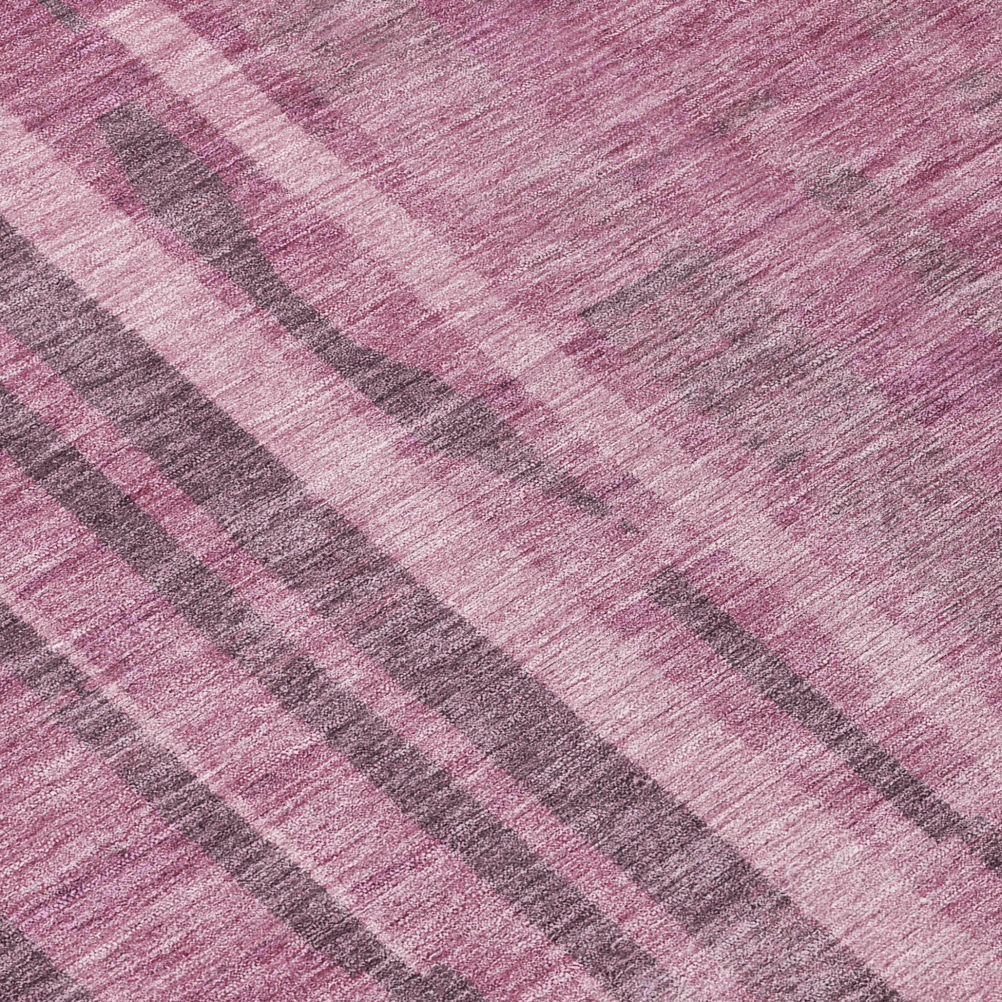8' Blush And Brown Round Striped Washable Indoor Outdoor Area Rug-8