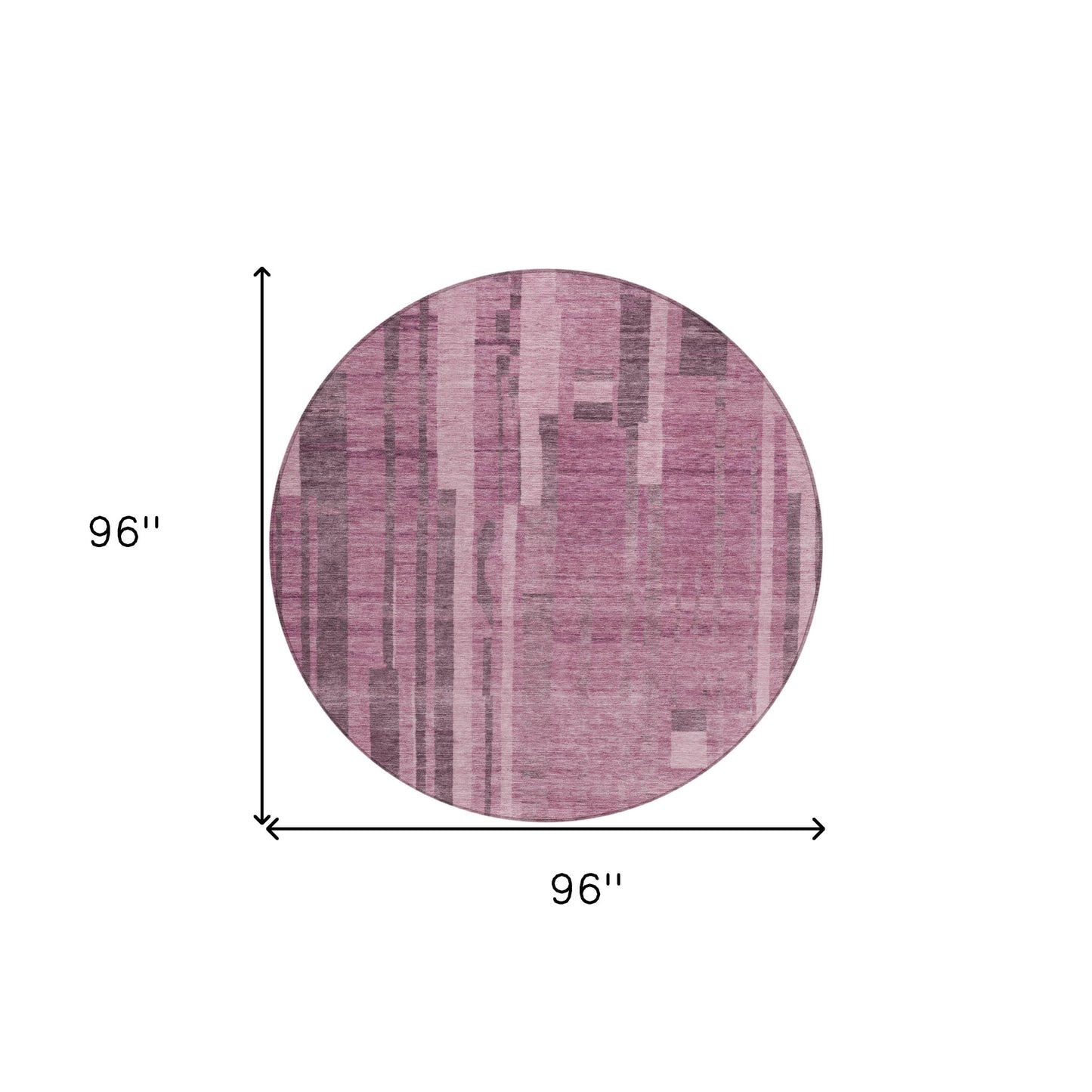 8' Blush And Brown Round Striped Washable Indoor Outdoor Area Rug-7