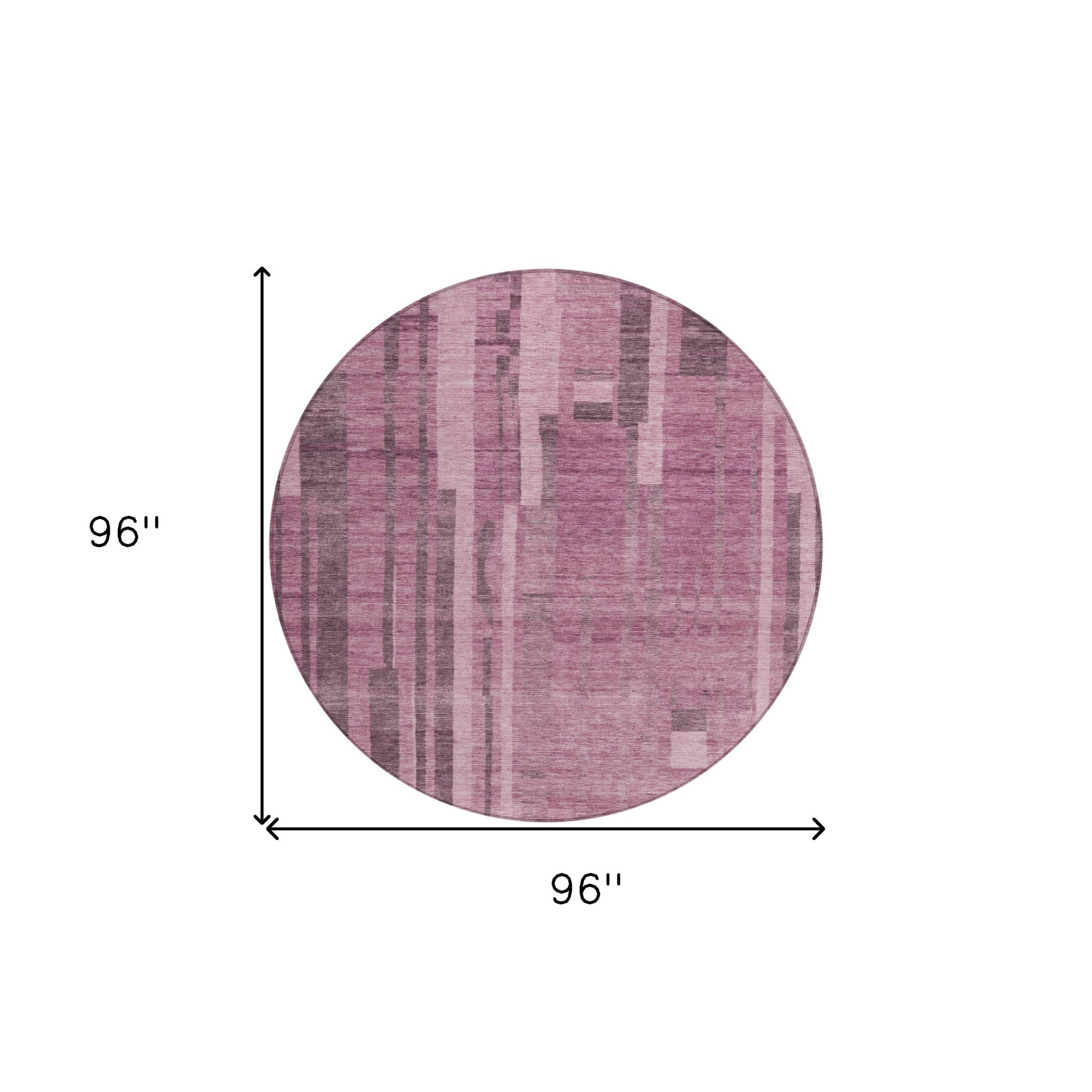 8' Blush And Brown Round Striped Washable Indoor Outdoor Area Rug-7