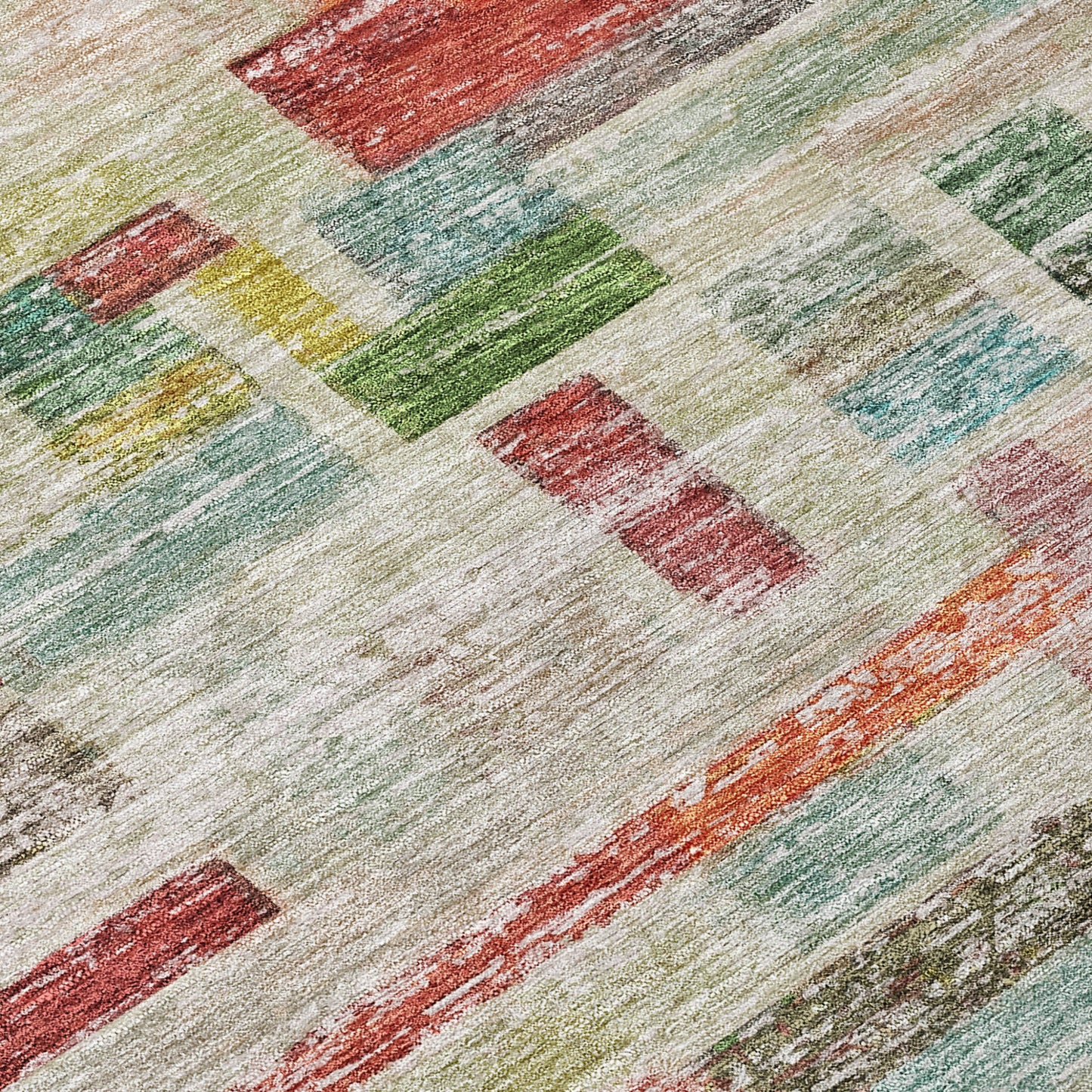 8' Terra Cotta Green And Brown Round Striped Washable Indoor Outdoor Area Rug-4