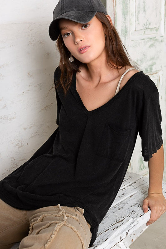POL V-Neck Short Sleeve T-Shirt-0
