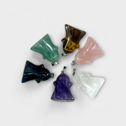 Halloween Ghost, Gemstone Pendants, 24x30mm (1pc)-0