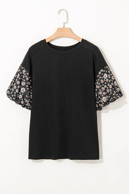 Aileen Floral Puff Sleeve Oversized Top-5