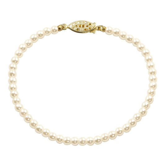 #9586-8 - 4mm Simulated Ivory Pearl Bracelet - 8"-0