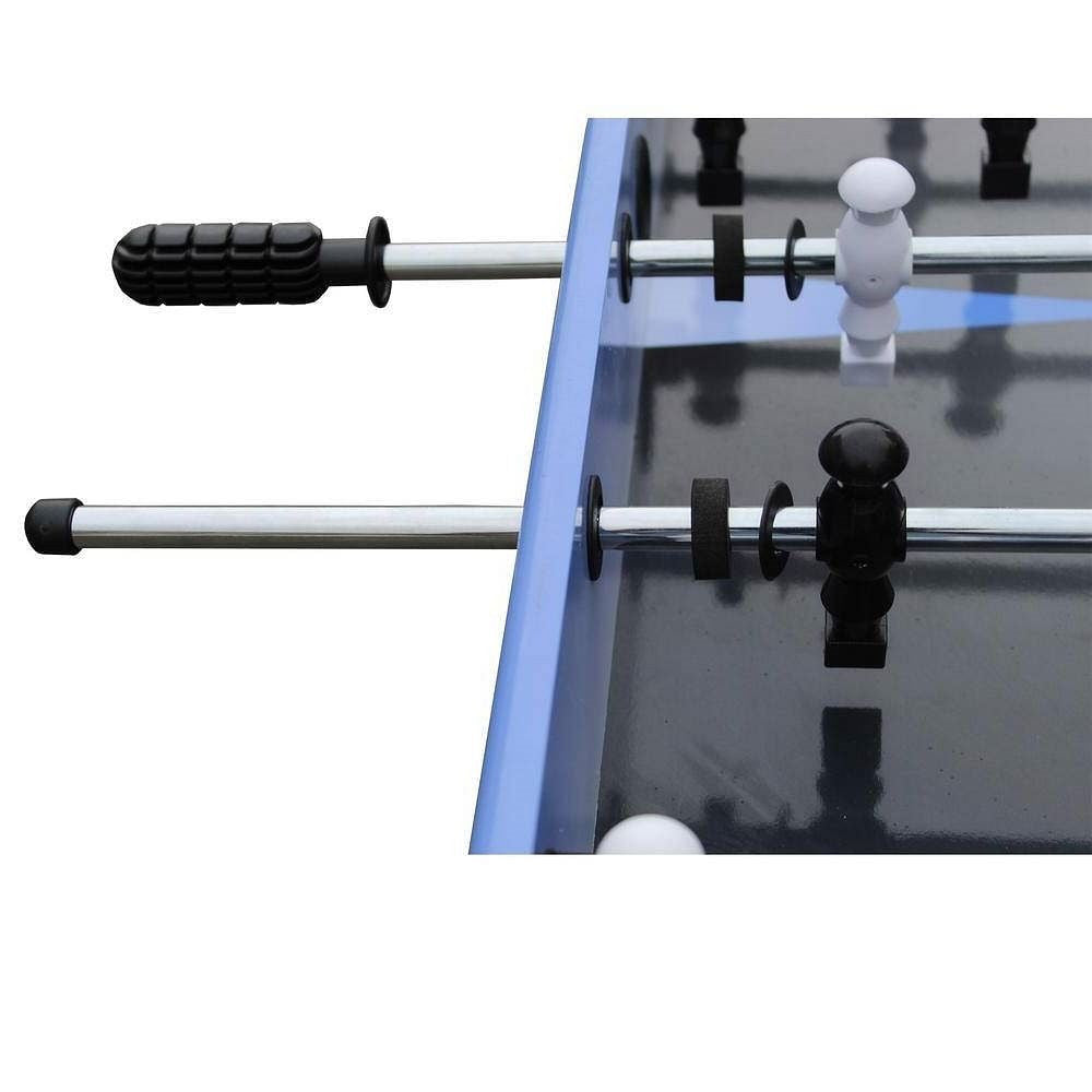 Blue Grey Black 4-foot Foosball Table with Abacus Scorers and 2 Balls-0