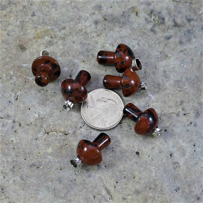 Mahogany Obsidian 16x21mm Mushroom Pendant-1