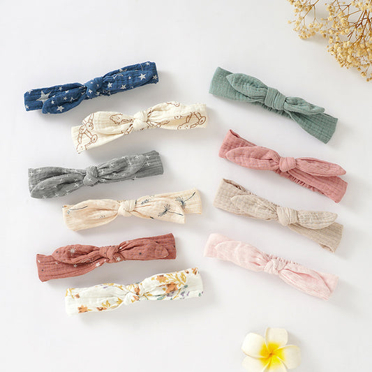 Baby Headband Ins Style Baby Girl Bow Headband Solid Color Gauze Headband Amazon Same Style Baby Headband