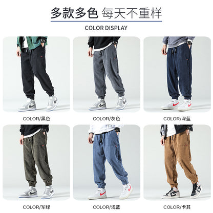 Corduroy Pants Men&#039;s Loose Straight Large Size Oversize Autumn And Winter Ins Tide Brand Thickened Casual Trousers