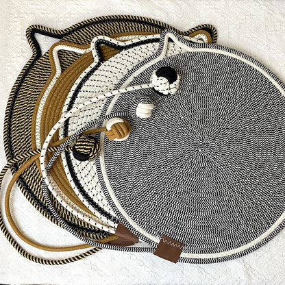 Cotton Rope Woven Cat Scratch Pad Toy Ball Integrated Cat Sleeping Pad Scratch-resistant Wear-resistant Washable Pet Pad