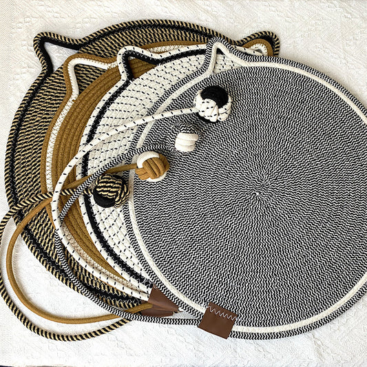 Cotton Rope Woven Cat Scratch Pad Toy Ball Integrated Cat Sleeping Pad Scratch-resistant Wear-resistant Washable Pet Pad
