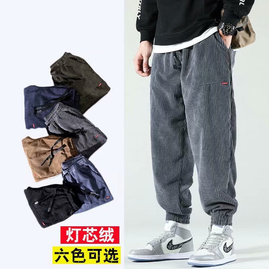 Corduroy Pants Men&#039;s Loose Straight Large Size Oversize Autumn And Winter Ins Tide Brand Thickened Casual Trousers