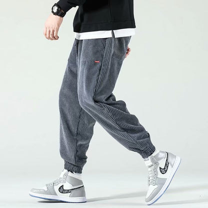 Corduroy Pants Men&#039;s Loose Straight Large Size Oversize Autumn And Winter Ins Tide Brand Thickened Casual Trousers