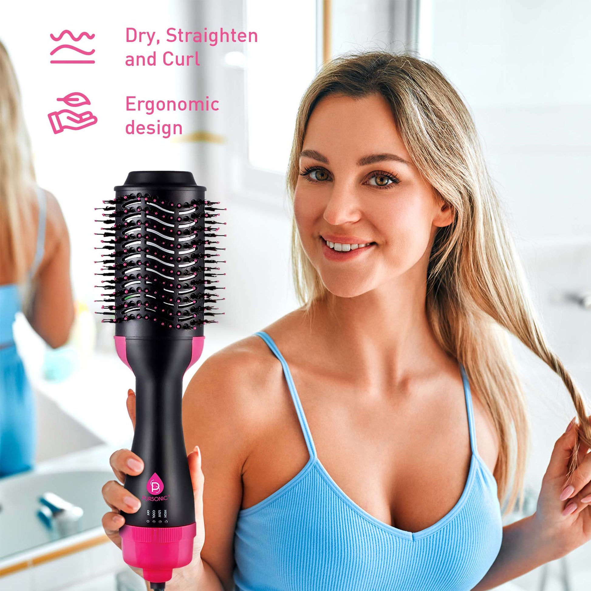 Hair Styling Power Bundle: One Step Hair Dryer & Volumizer Brush + Professional Salon Quality Flat Iron Hair Straightener With Free Travel Straightener-1