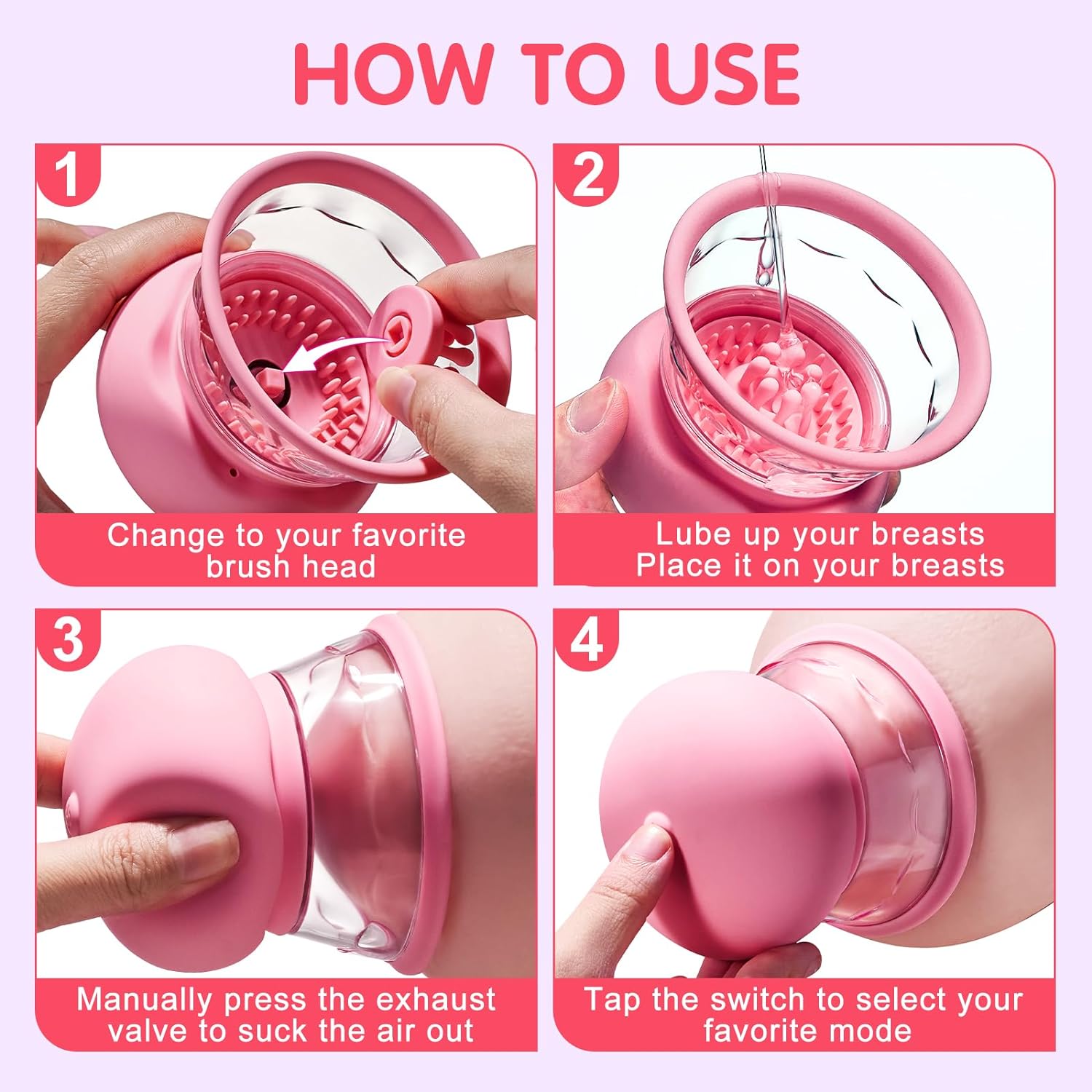 TwistSuction 3-in-1 Nipple Suction Vibrator with Rotating Brush Heads-4