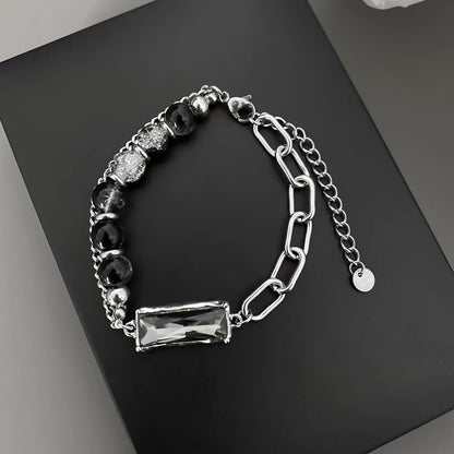Black Zircon Double Layered Titanium Steel Bracelet