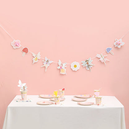 Birthday Party Disposable Tableware suit Cute Fantasy Wind Flower Fairy Disposable Paper Plate Party Decoration Supplies