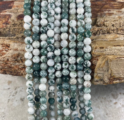 Dendritic Moss Tree Agate Round 6mm-1