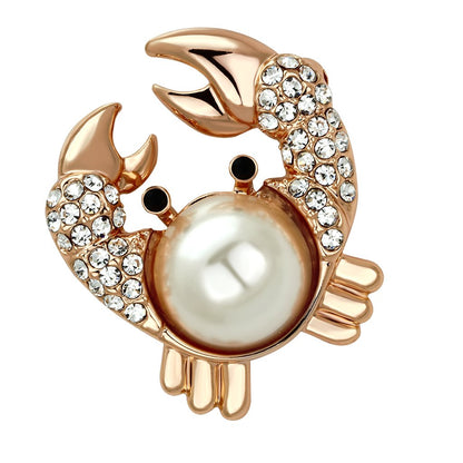LO2843 - Flash Rose Gold White Metal Brooches with Synthetic Pearl in White-0