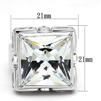 LOAS862 - Rhodium 925 Sterling Silver Ring with AAA Grade CZ  in Clear-1