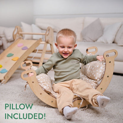 4in1 Montessori Climbing Set: Pikler Triangle, Arch, Slide Board, and Cushion for Toddlers (1–3 Years)-3