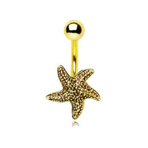 Gold Plated Starfish Navel Ring-0